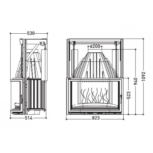 Каминная топка Invicta Prismatic 850 lifting door (Призматик 850 контргруз)_1 Каминная топка Invicta Prismatic 850 lifting door (Призматик 850 контргруз)_1